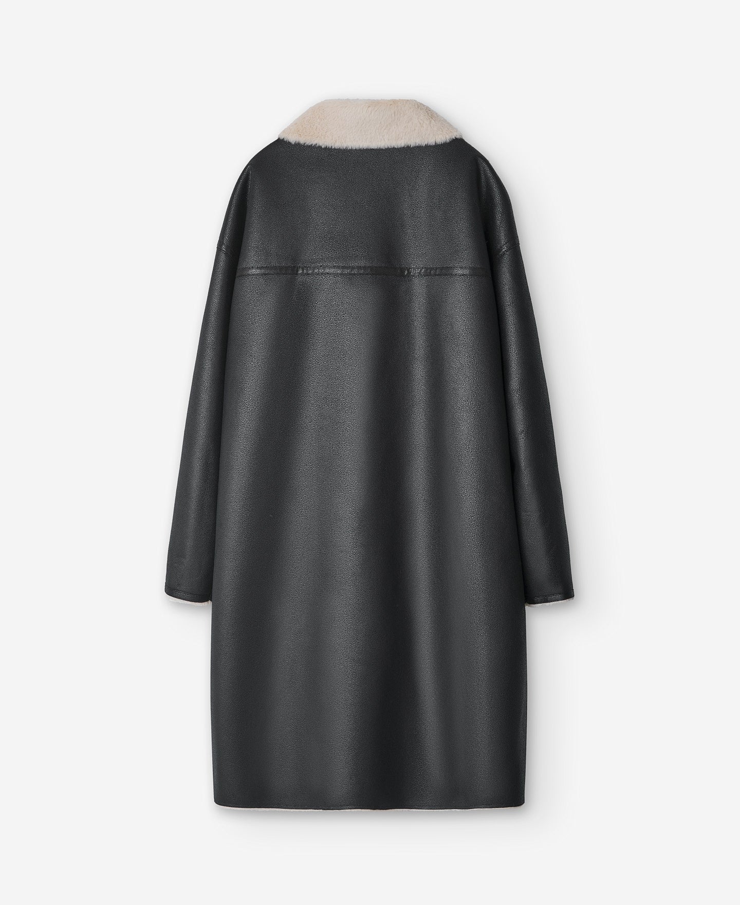 Black Coat Leather Texture Women