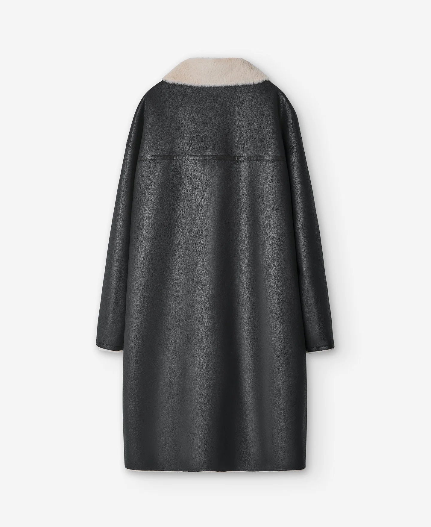 Black Coat Leather Texture Women