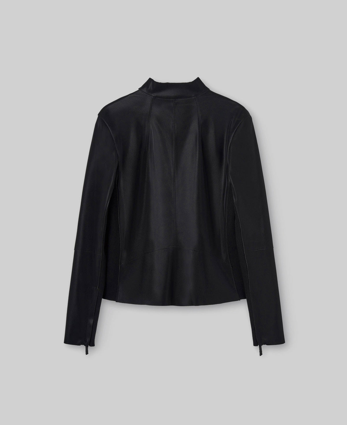 Leather-Non-Leather fitted jacket woman in black