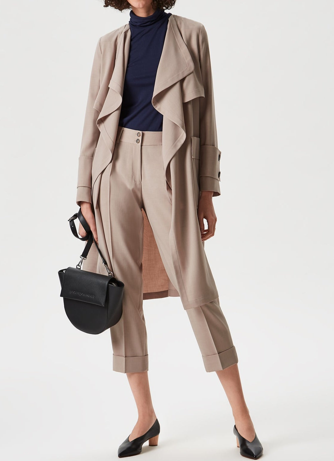 Stone Ankle Trousers With Front Darts