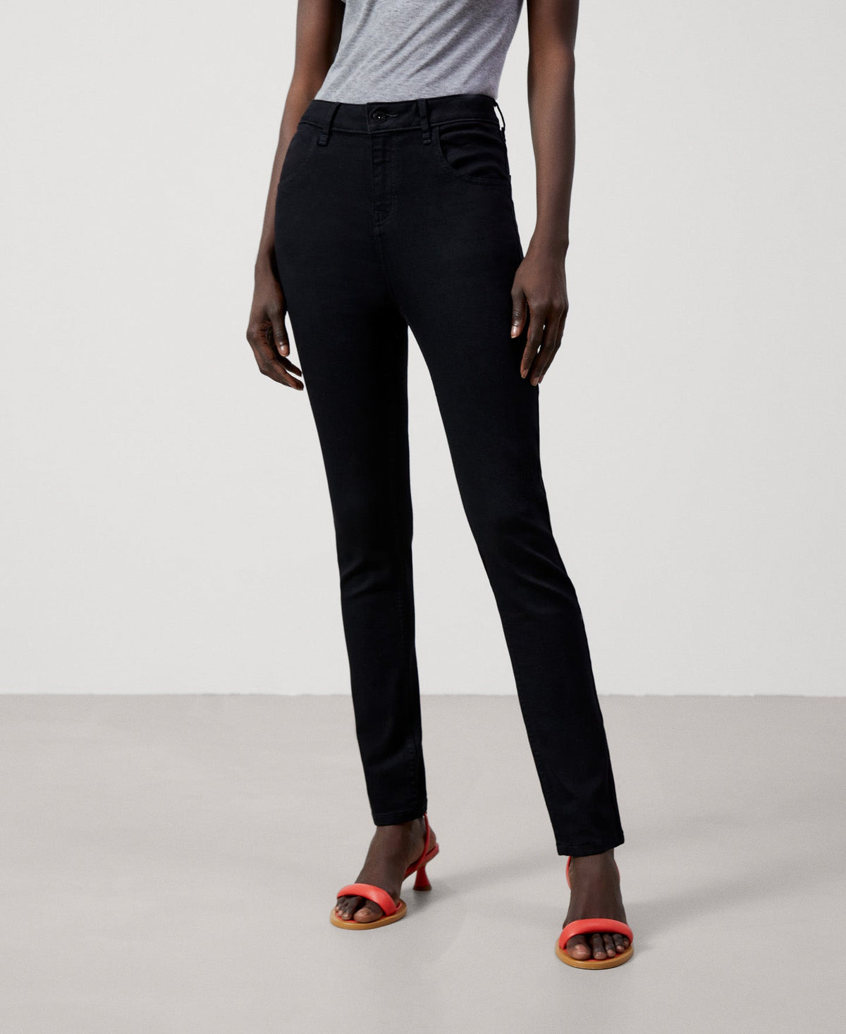 Black Cotton Fabric Skinny Trousers