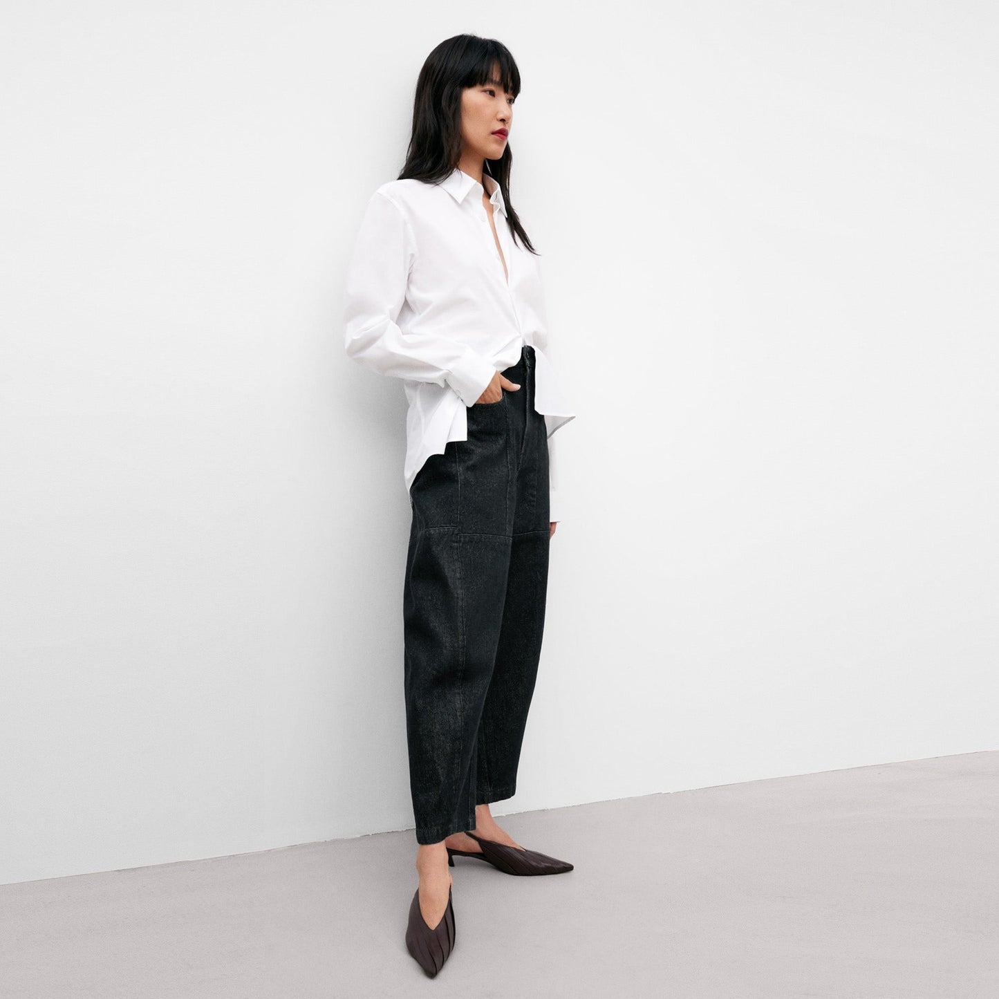 Bare Heel Pleated Shoe - Wine