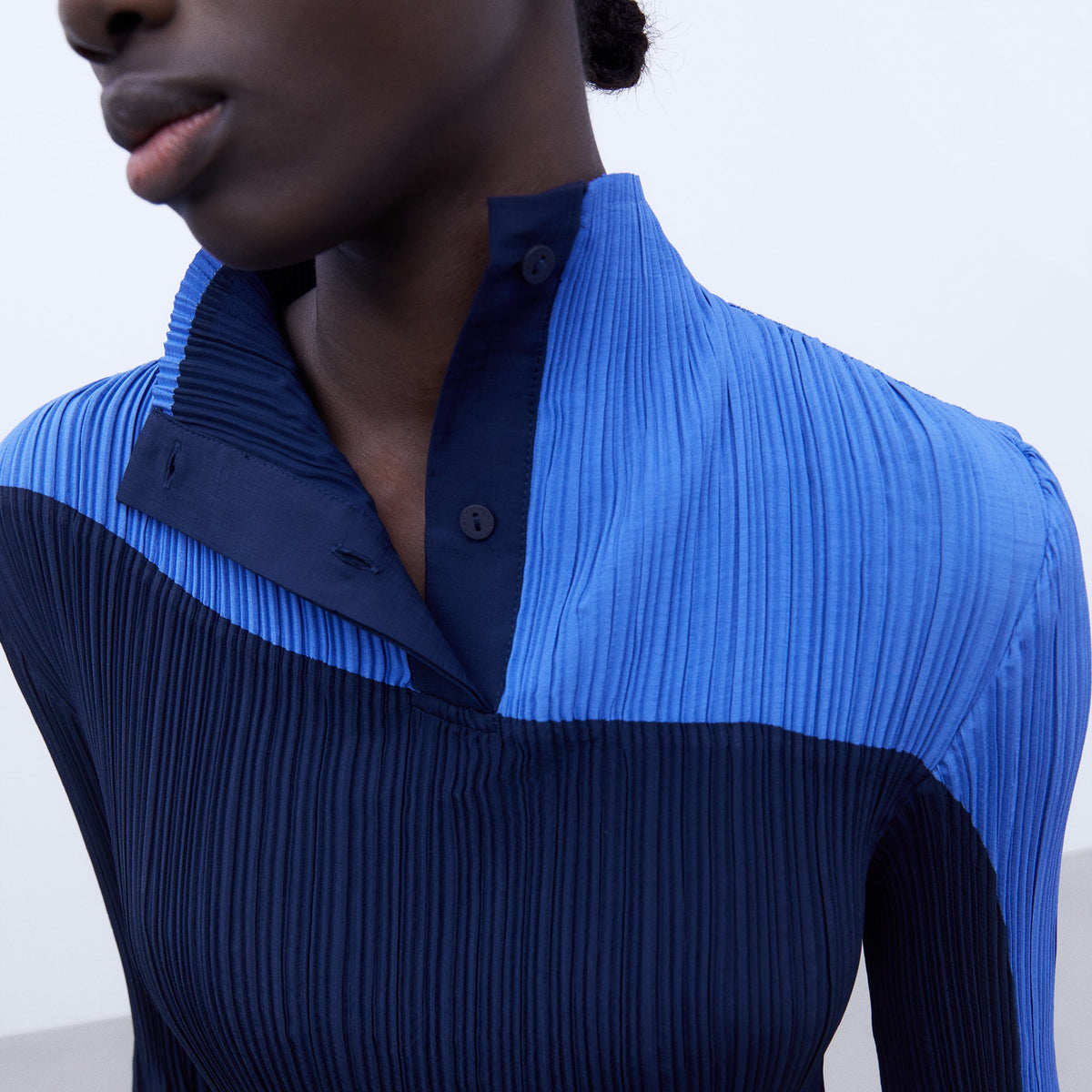 Crinkle Dress - Blue Bicolor