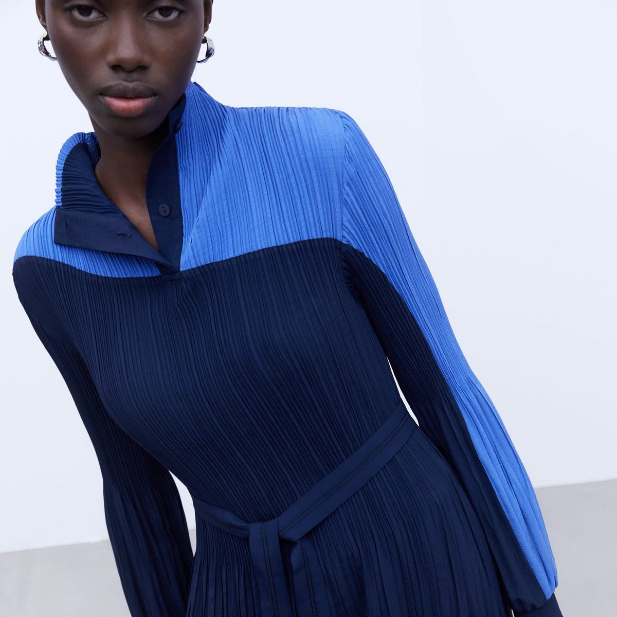 Crinkle Dress - Blue Bicolor