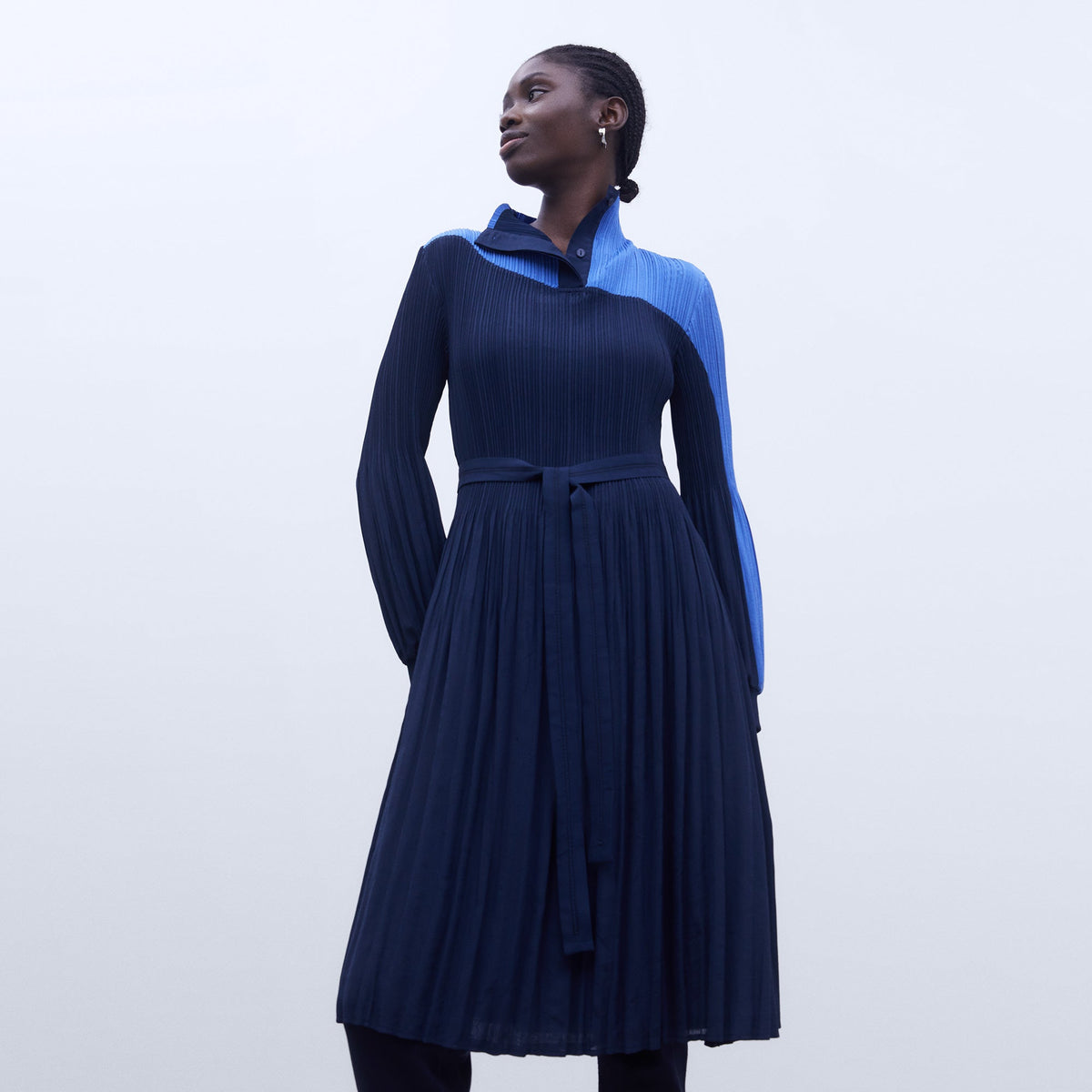 Crinkle Dress - Blue Bicolor