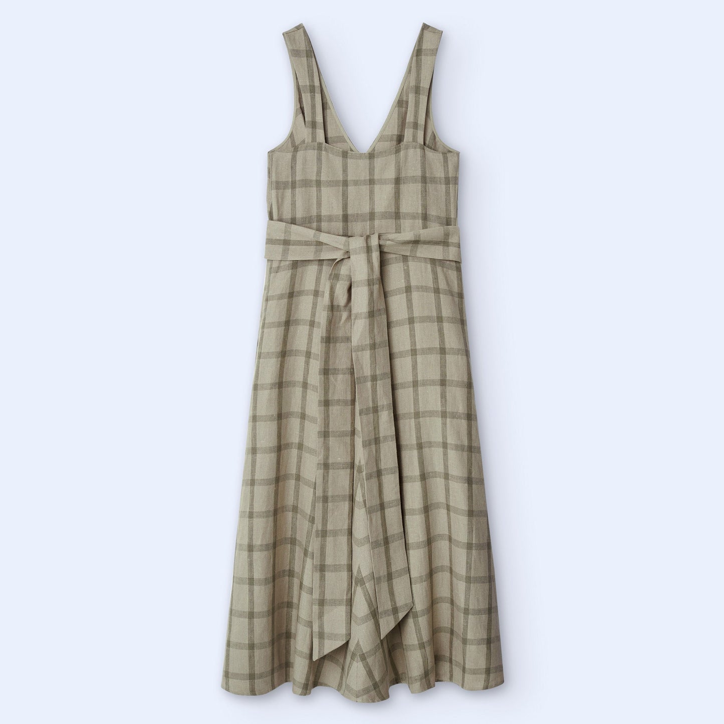 Check Print Green Straps Midi Dress