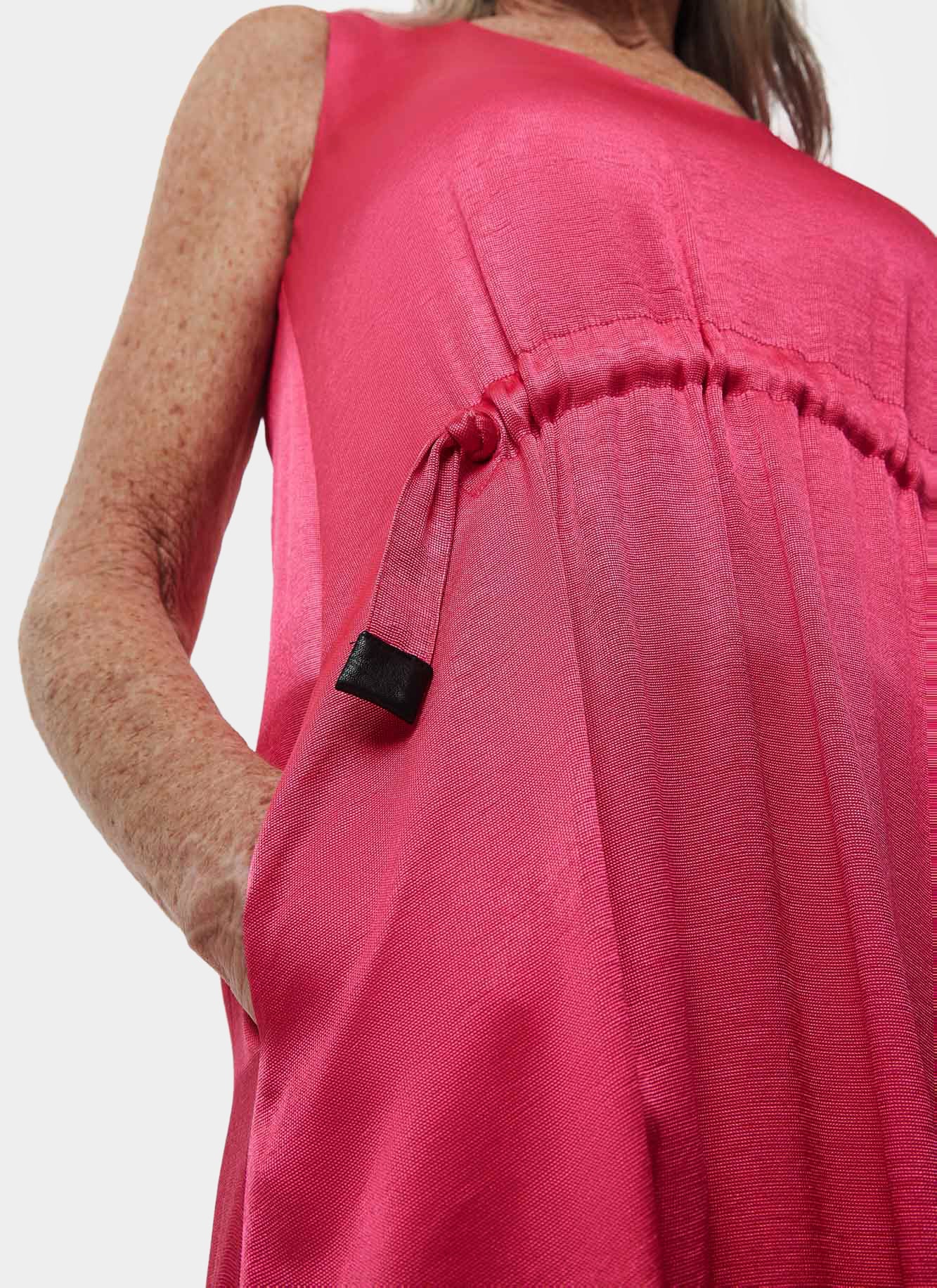 Pink Viscose Dress With Front Gathering