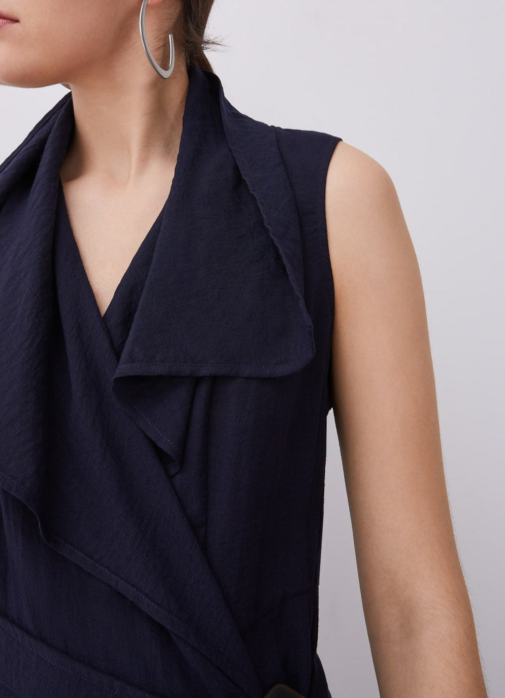 Navy Blue Midi Wrap Dress