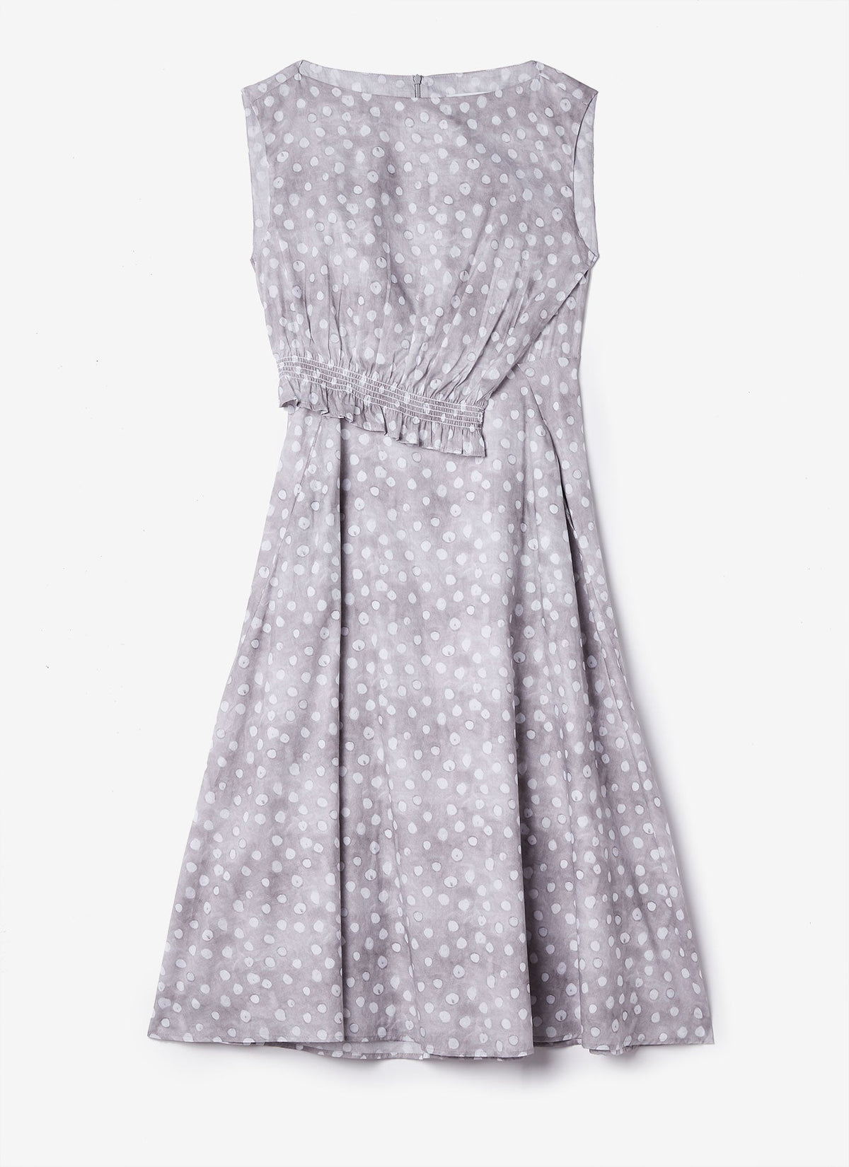 Grey/White Cotton Midi Dress With Signature Print