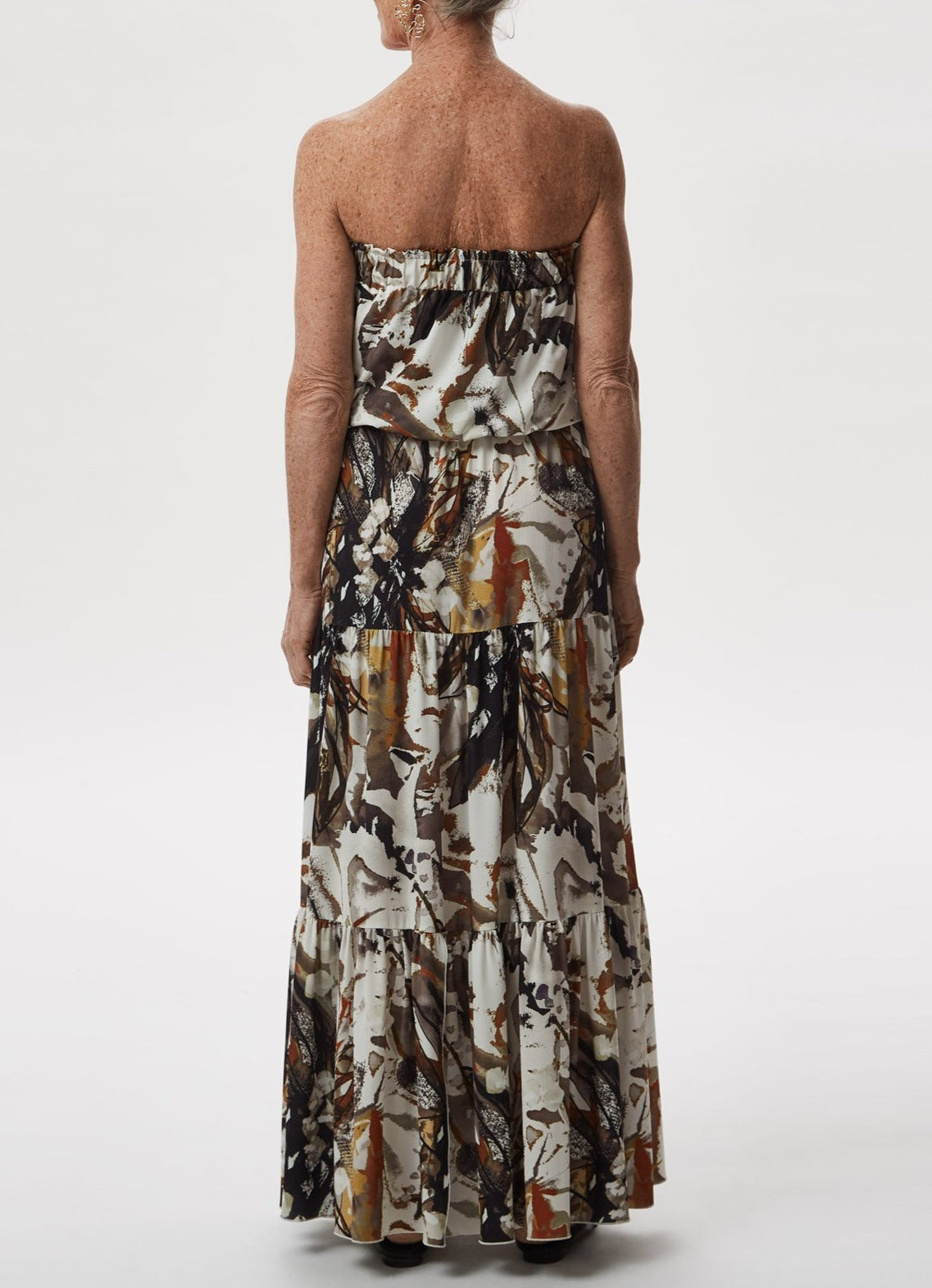 Multicolor Strapless Neckline Long Dres