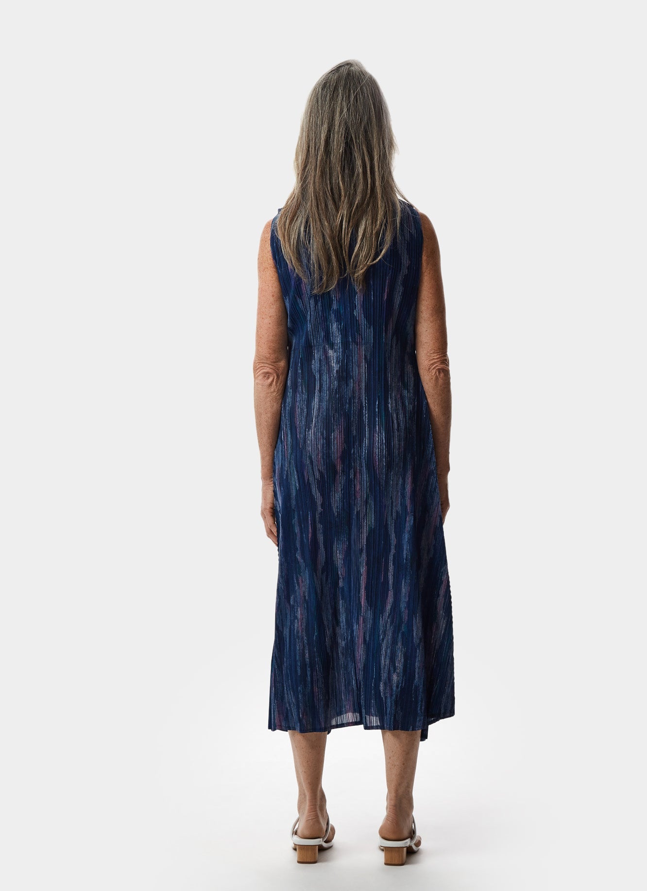 Blue Print Printed Crinkle Midi Dress