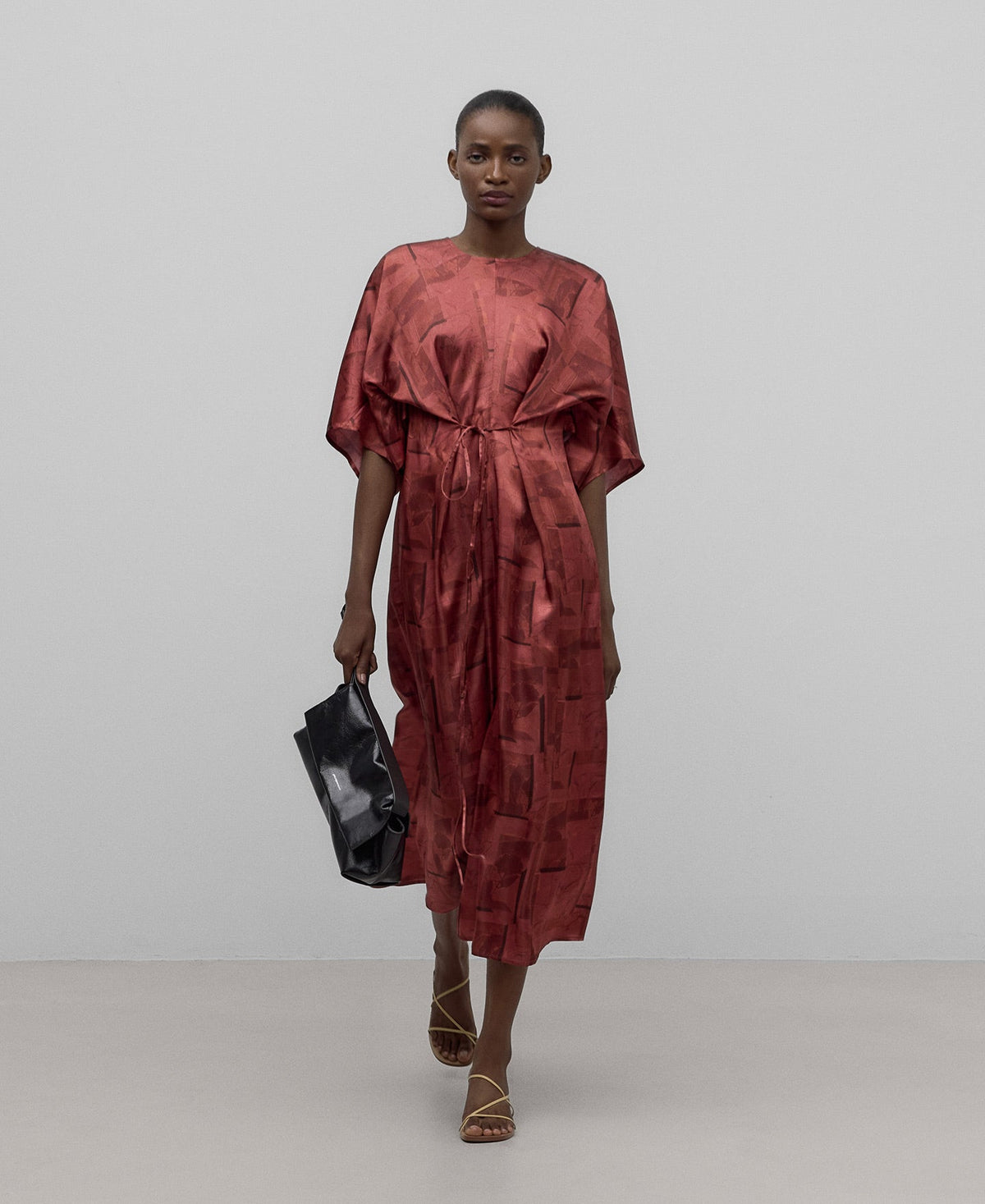Long Printed Dress in Red