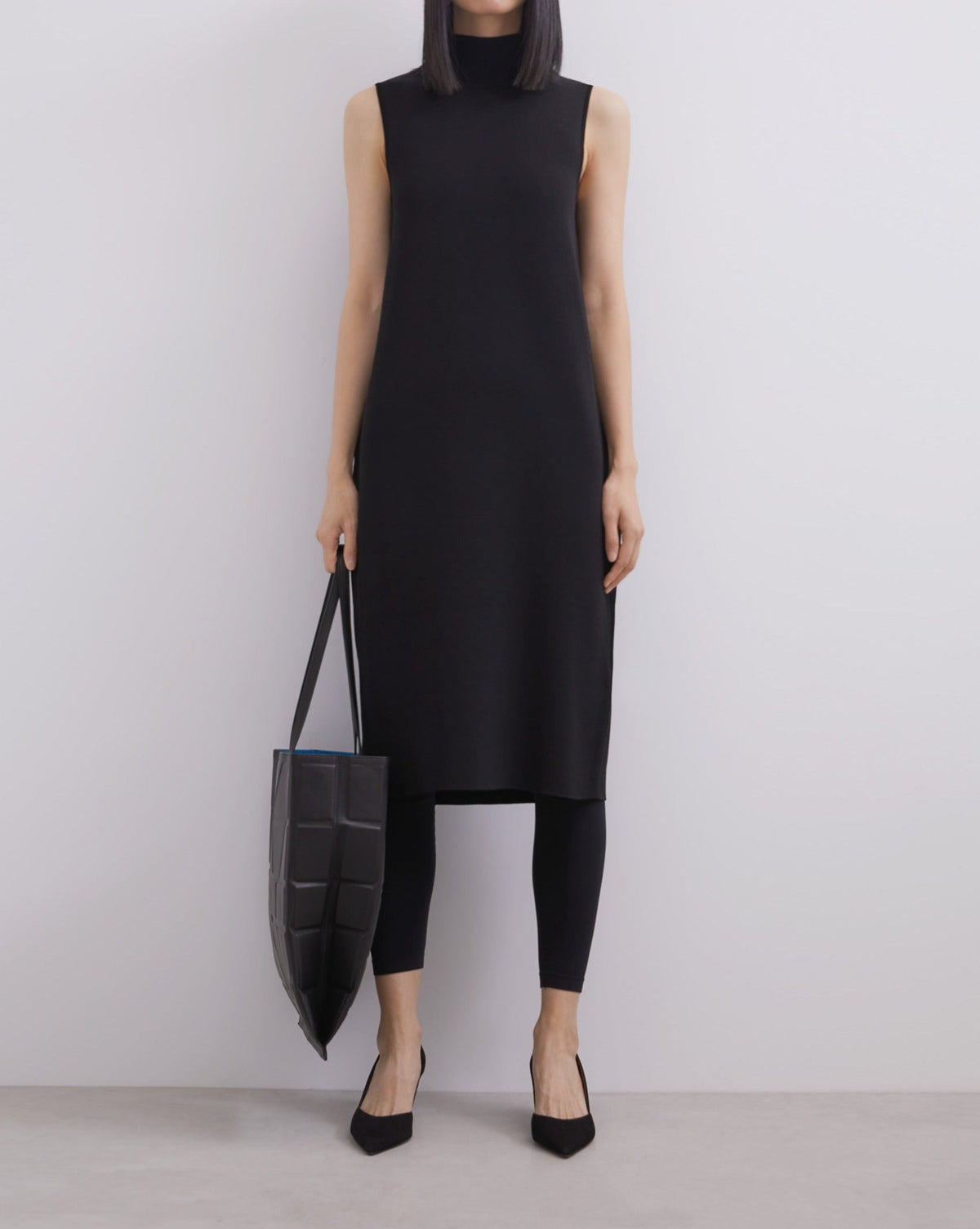 Black Midi Dress With Back Cape