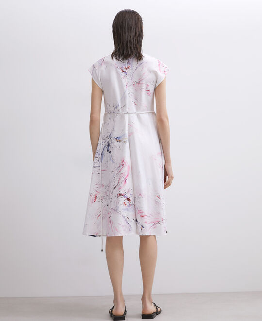 White Print Drop Sleeves Printed Midi Dress