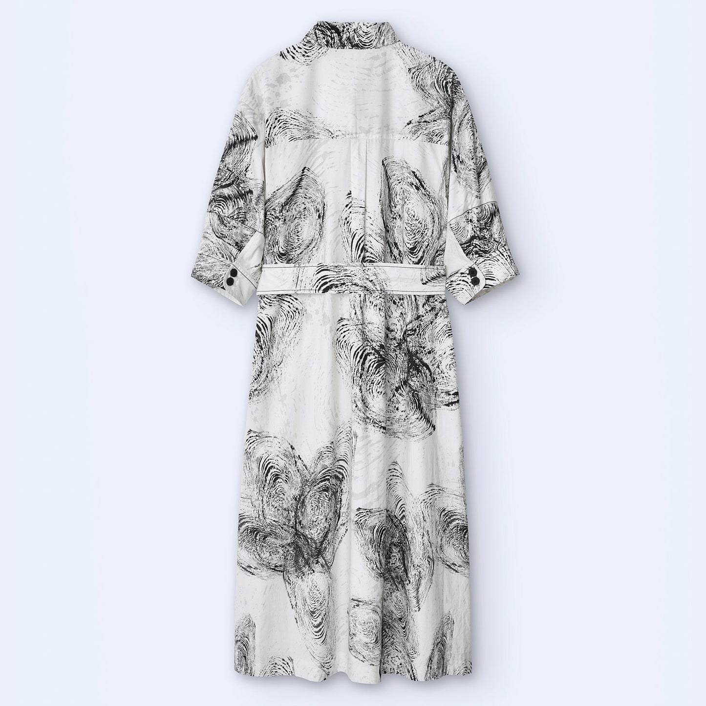 Ecru/Black Button-Down Shirt Dress