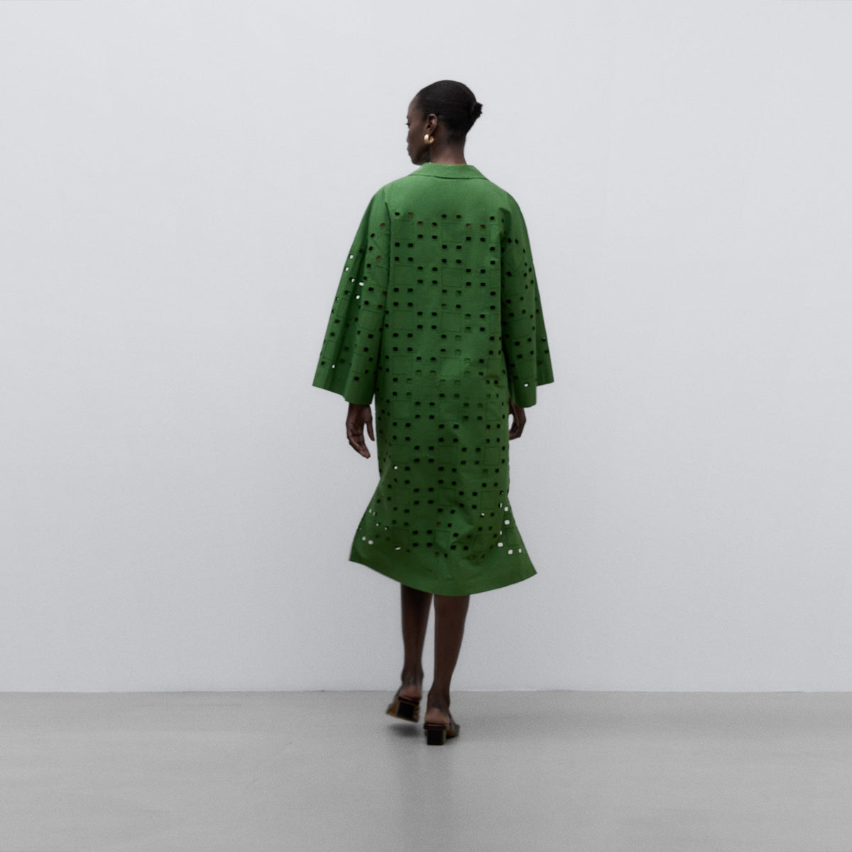 Green English Embroidery Green Dress