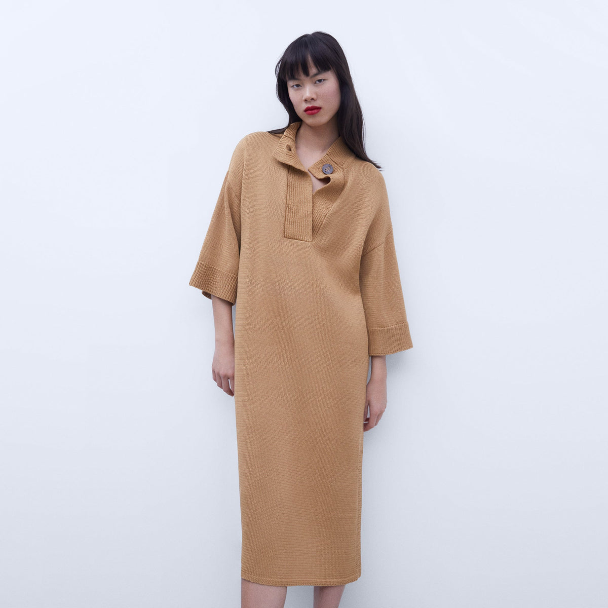 Camel Perkins Midi Dress