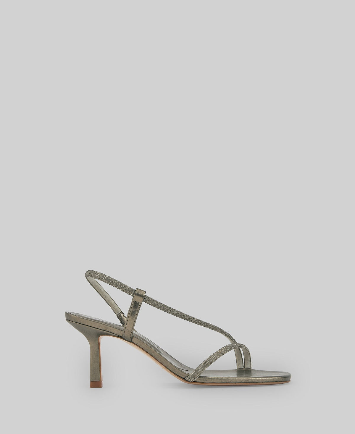 Embellished High Heel Sandal in Metallic