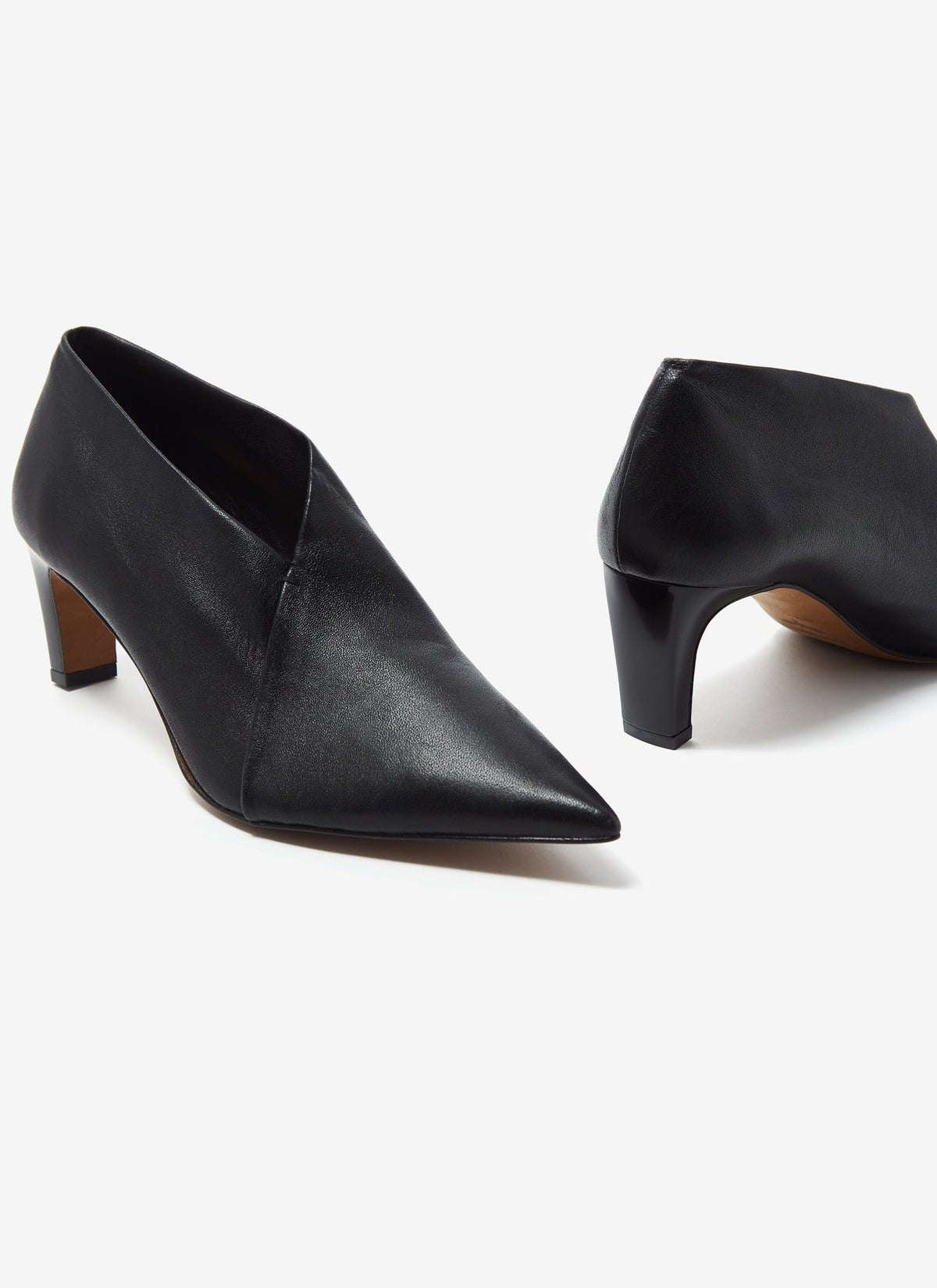 Black Nappa Effect Asymmetric Ankle Boots