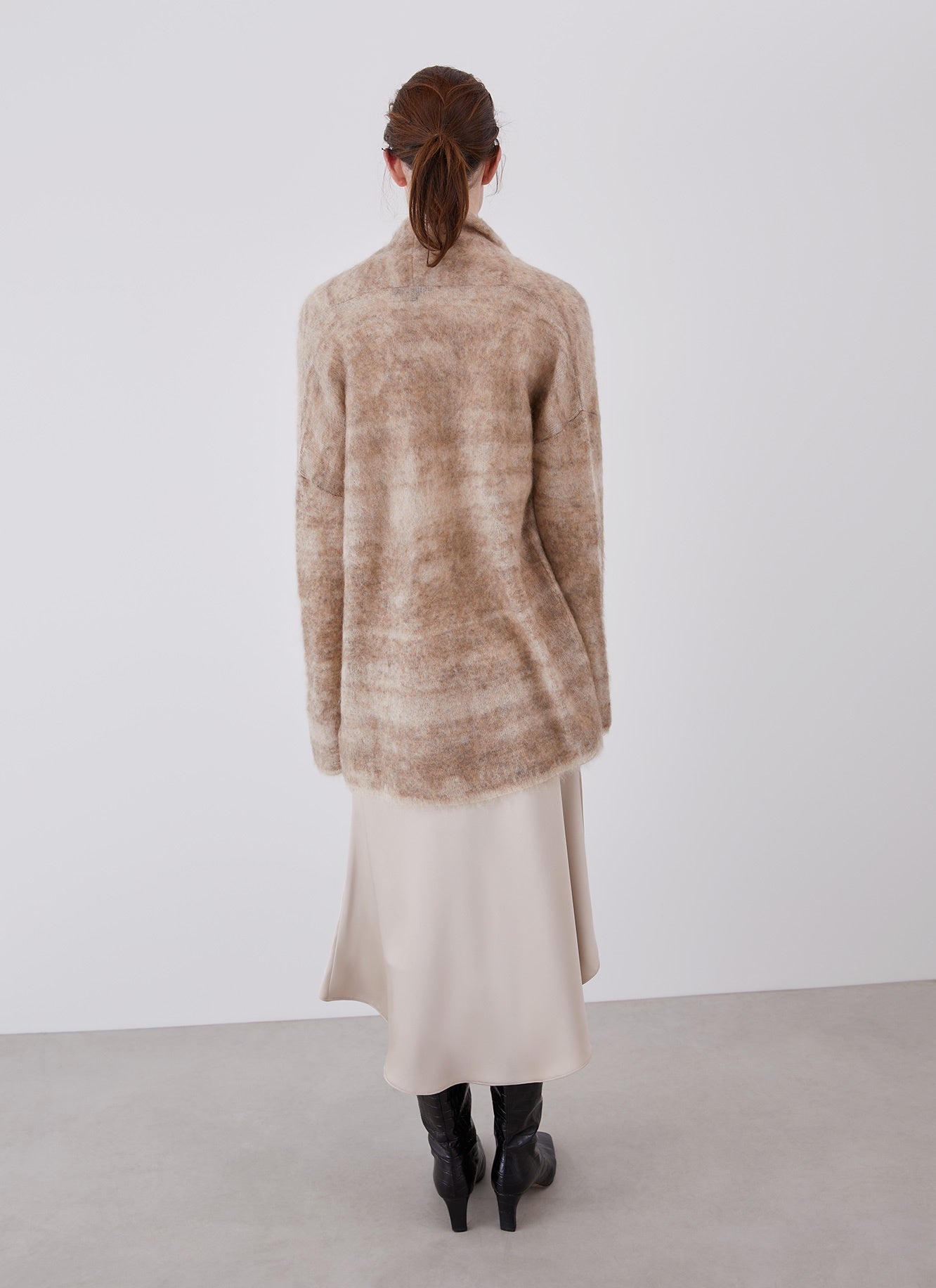 Brown/Ecru Jacquard Knit Mohair Jacket