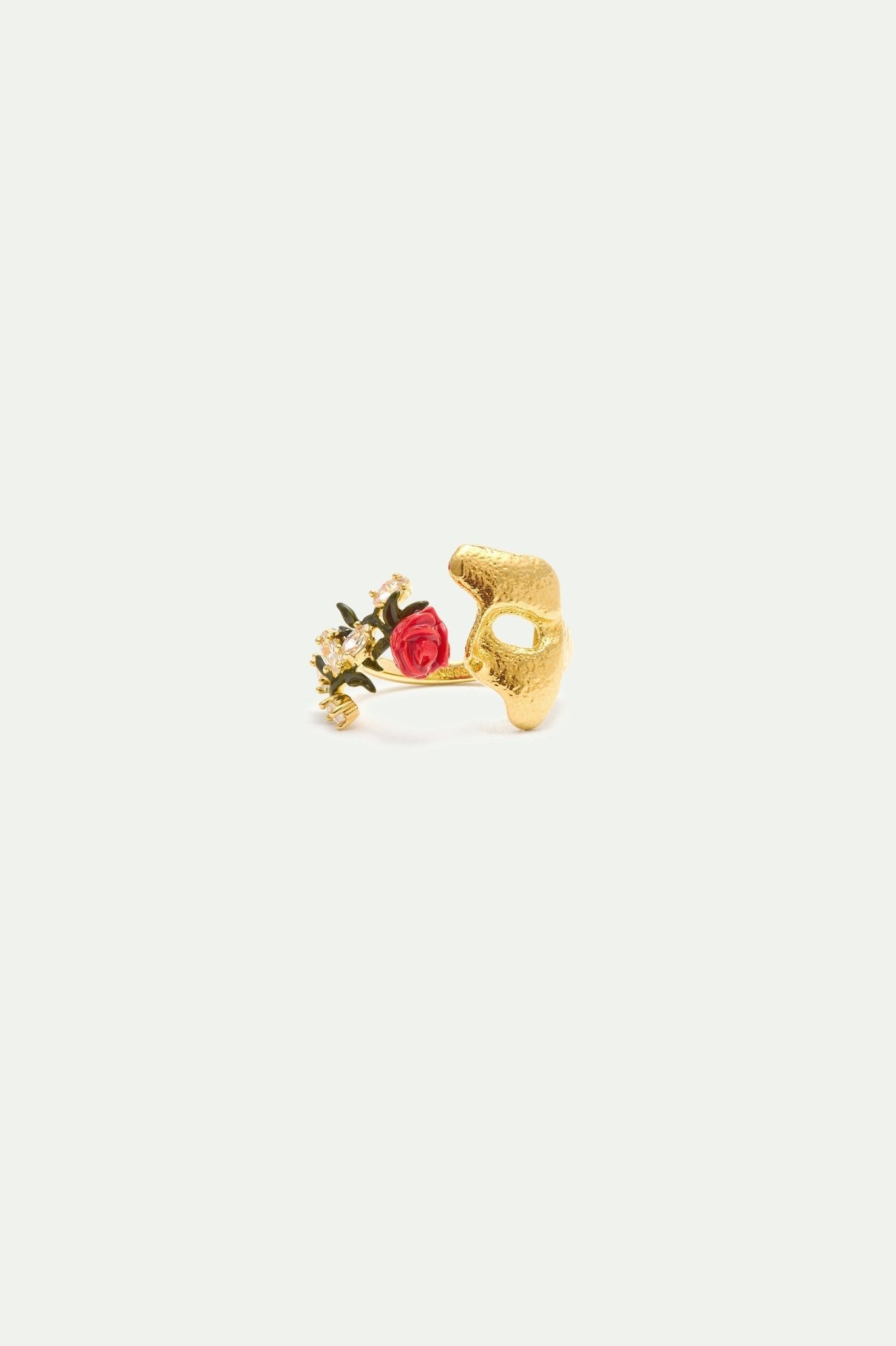 Gold Mask, Rose And Crystal Adjustable Ring | AXOP6011
