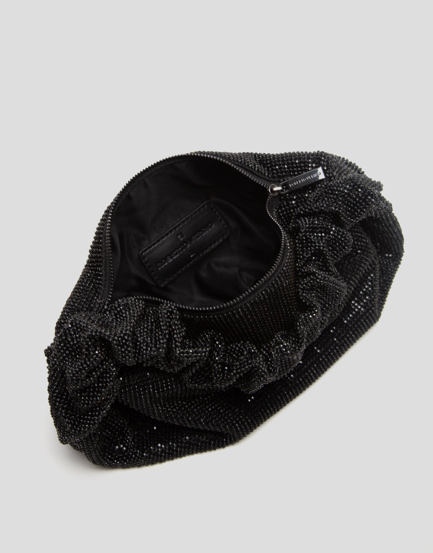 Ariana Crystal Black Mesh Handbag