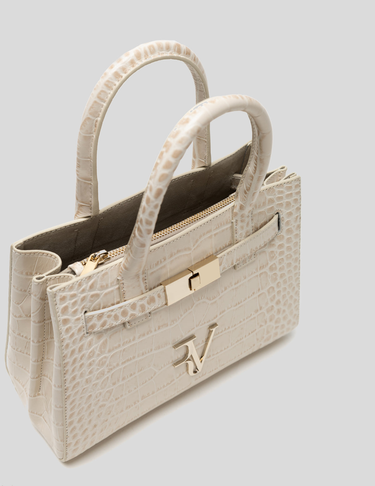 Mini Millie Satchel Bag Engraved Coconut Beige