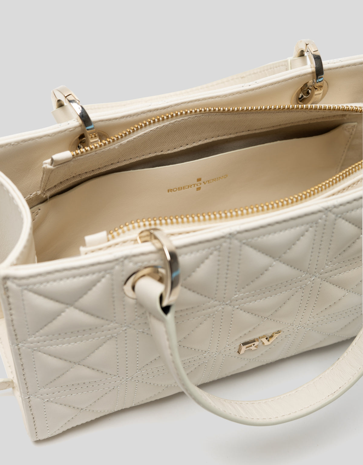 Linda beige quilted leather Baguette bag