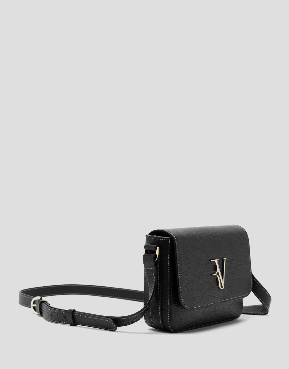 Sun leather shoulder bag black
