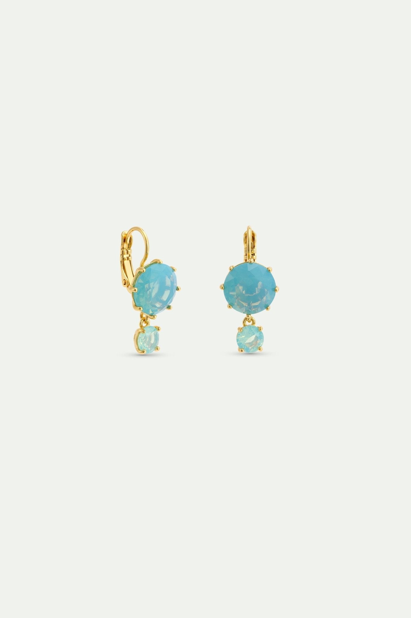 Sleeper Earrings With Two Glacier Blue Diamantine Stones | AYLD1262