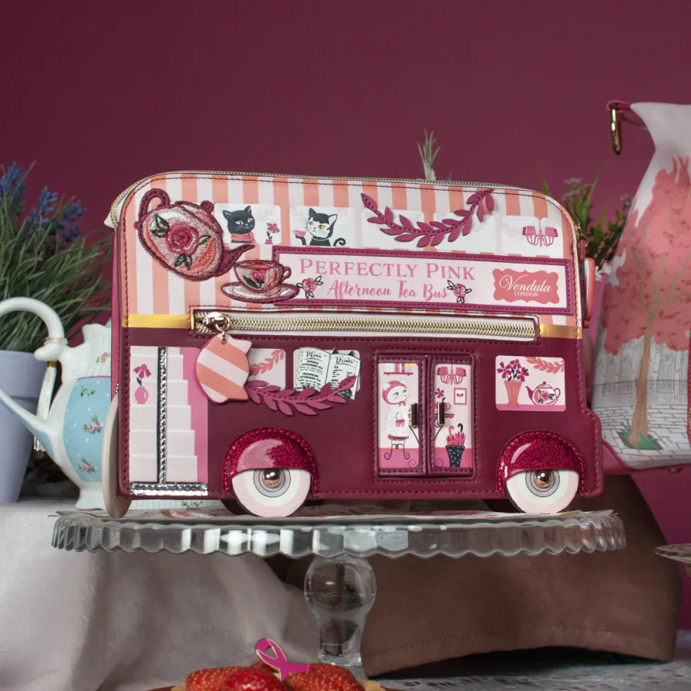 Perfectly Pink Afternoon Tea Bus Bus Pouch Bag