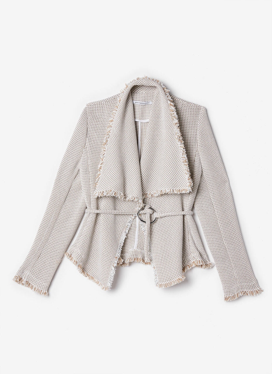 Beige Fluid Jacket With Belt