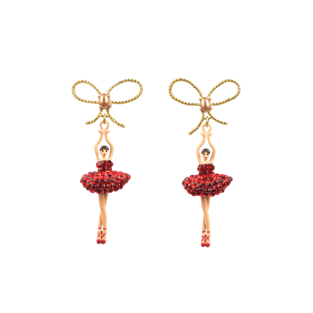Pas De Deux Lux Ballerina W/Knot Red Earrings | AADDL1081