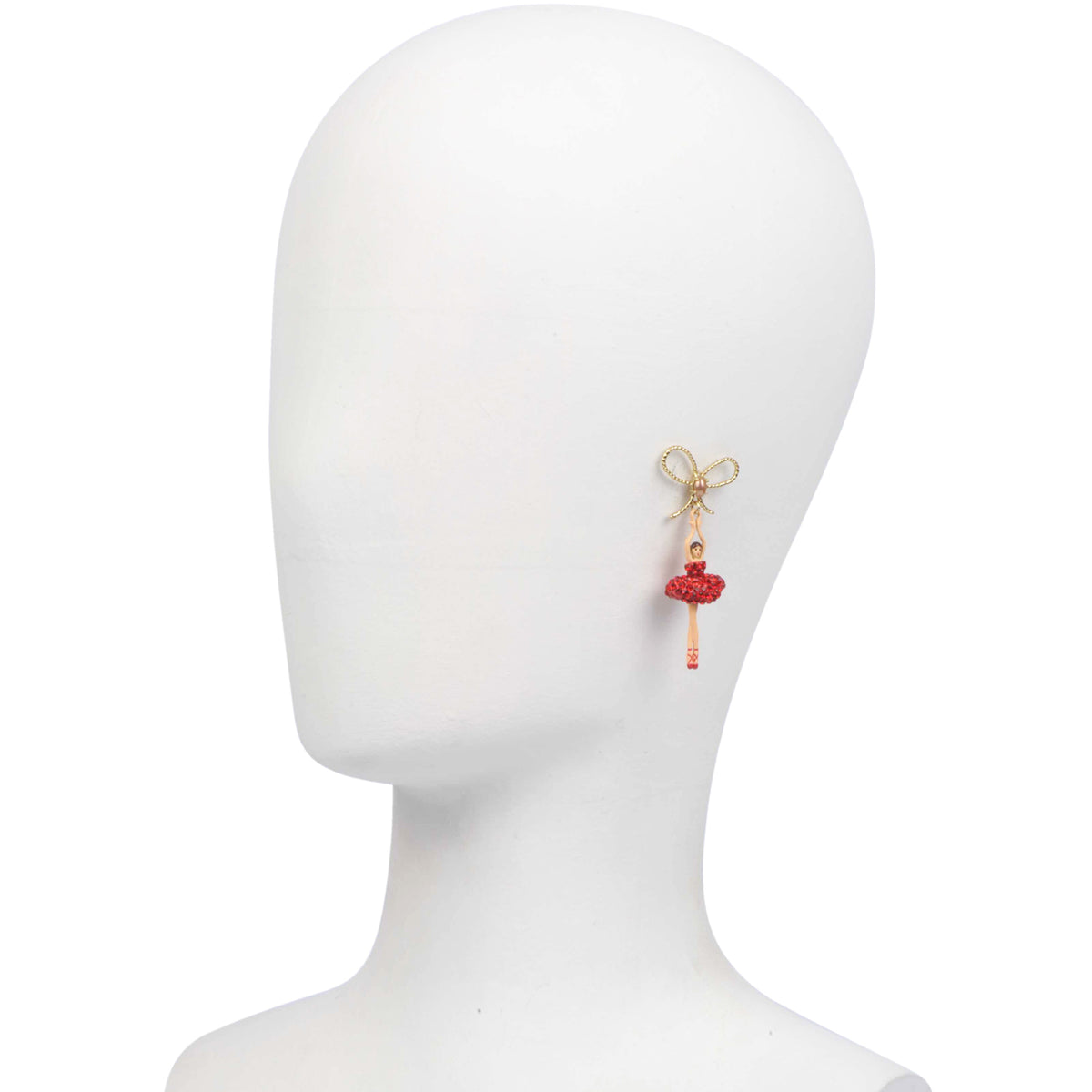 Pas De Deux Lux Ballerina W/Knot Red Earrings | AADDL1081