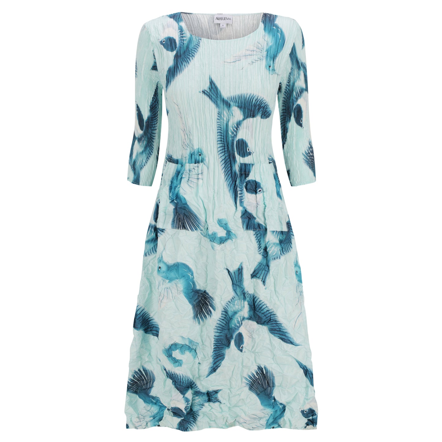 3/4 Sleeve Smash Pocket Dress in Humming Birds