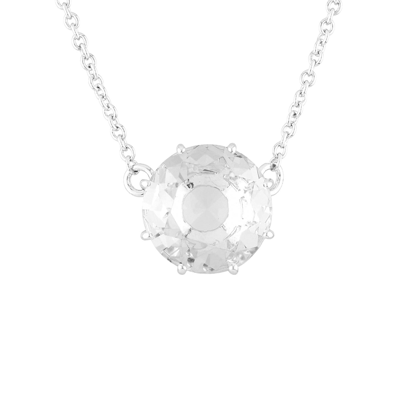 Silver Round Stone La Diamantine Pendant Necklace | AILD3013