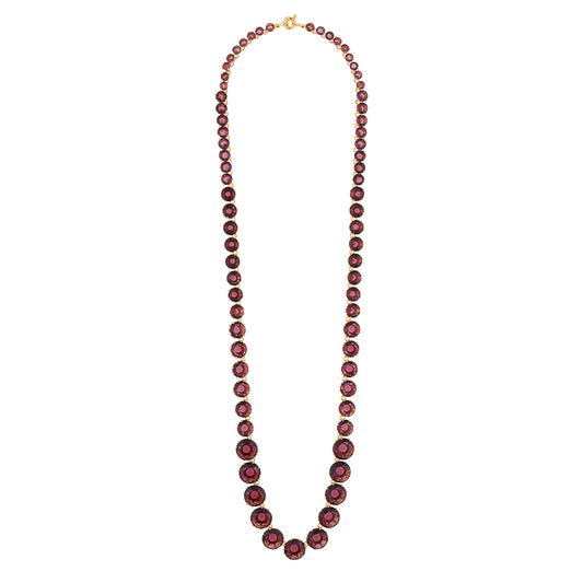 Plum Round Stones La Diamantine Luxurious Long Necklace | AILD3191