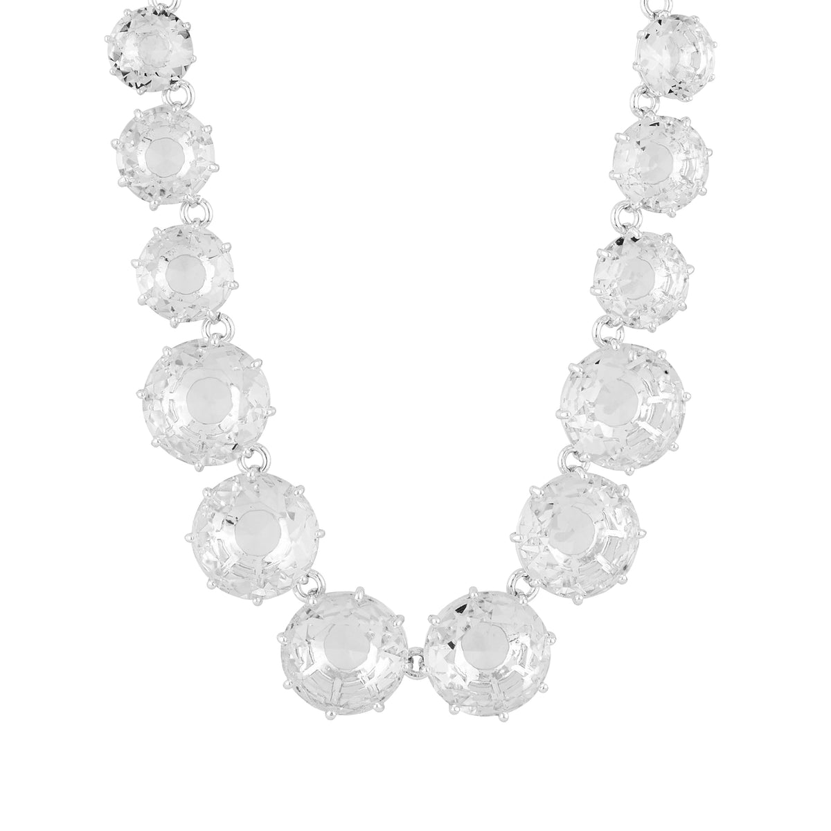 Silver Round Stones And Chain La Diamantine Long Necklace | AILD3513
