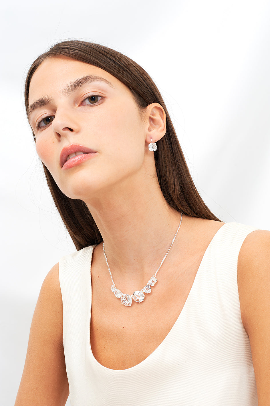 Silver 6 Stones La Diamantine Thin Necklace | AILD3313