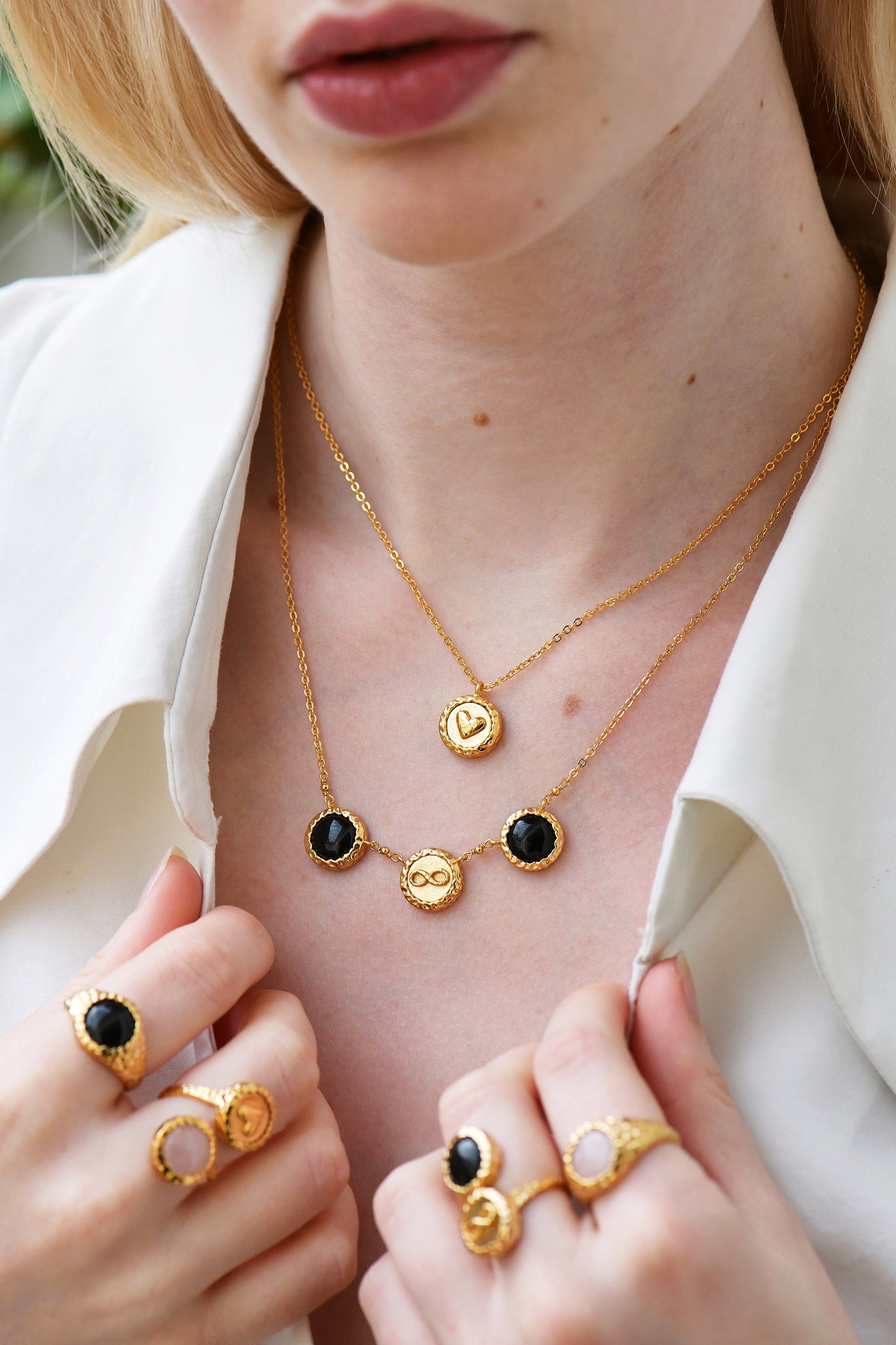 Infinity And Black Onyx Pendant Necklace | AKBC302