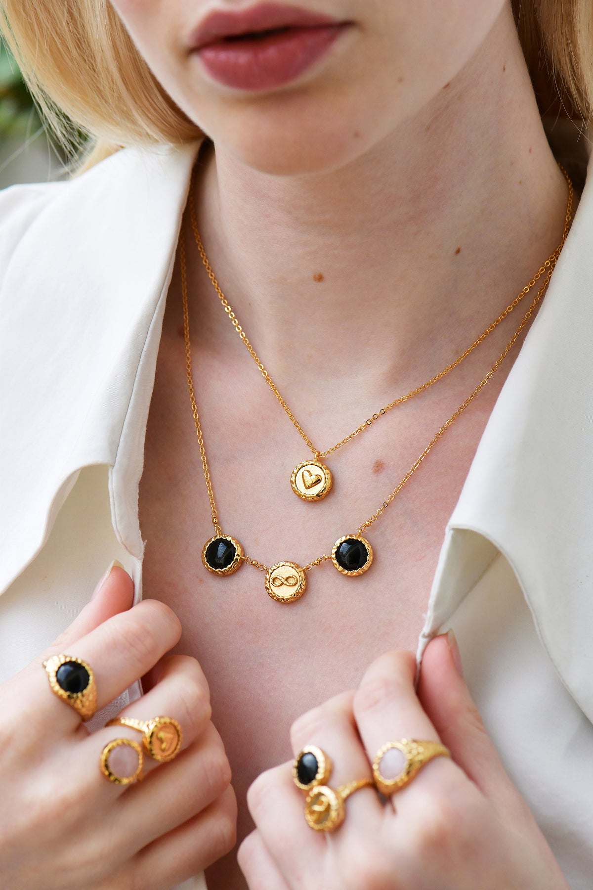 Infinity And Black Onyx Pendant Necklace | AKBC302