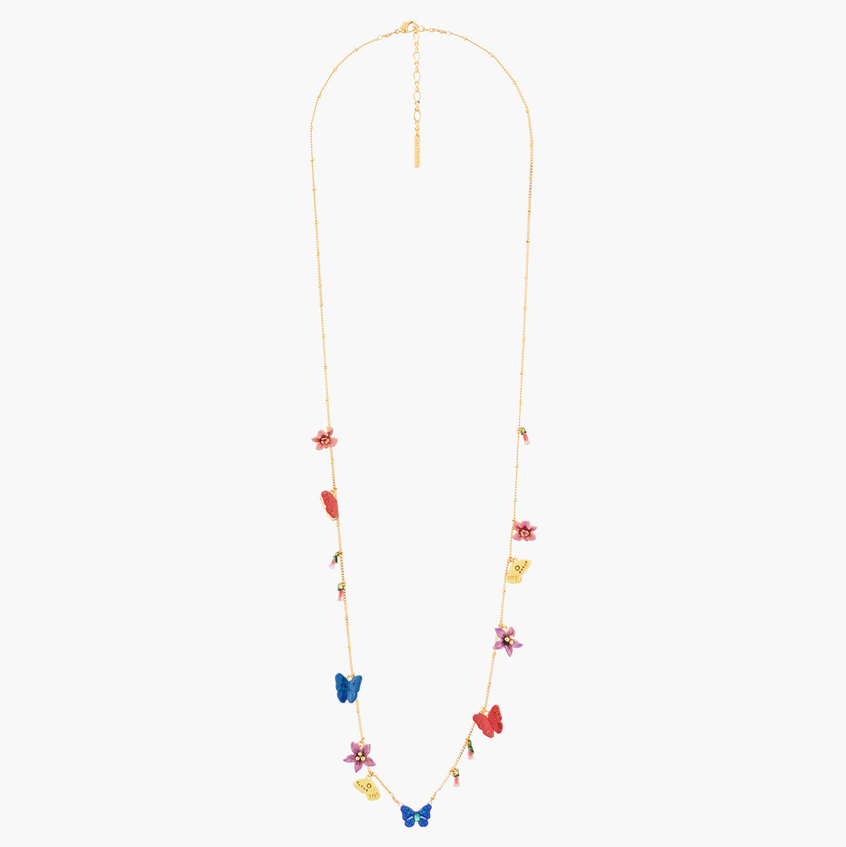 Ulysses Butterfly And Australian Flowers Long Necklace | akep306