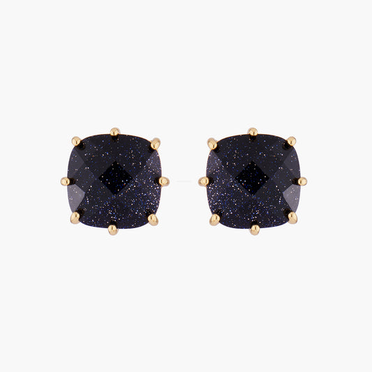 Deep Sparkling Blue Square Stone La Diamantine Earrings | AMLD101C/1