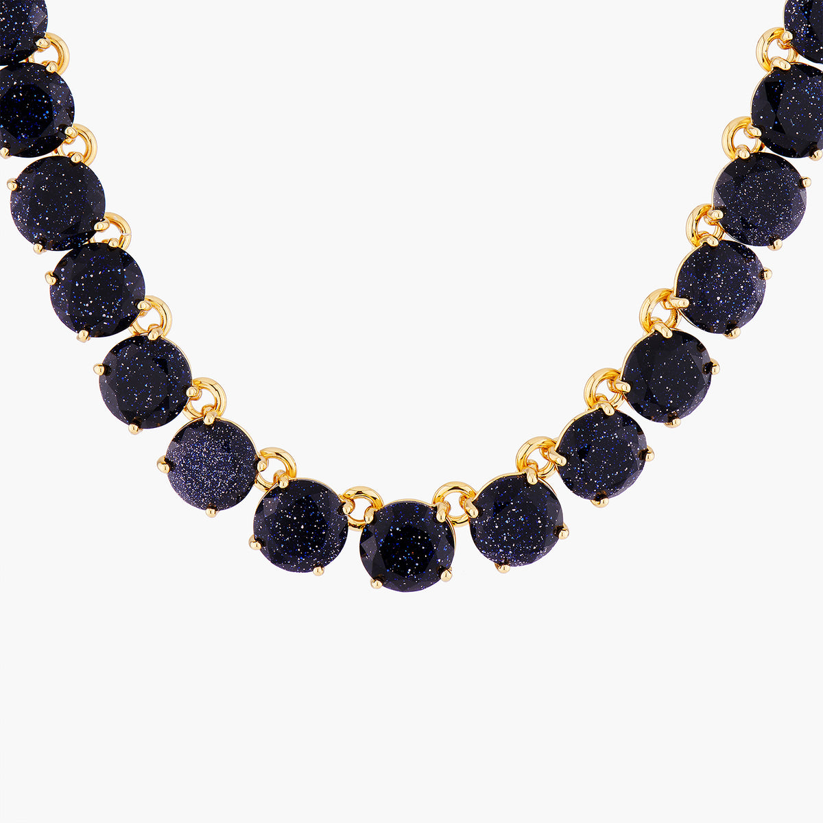 Deep Sparkling Blue Round Stones La Diamantine Choker Necklace | AMLD3321