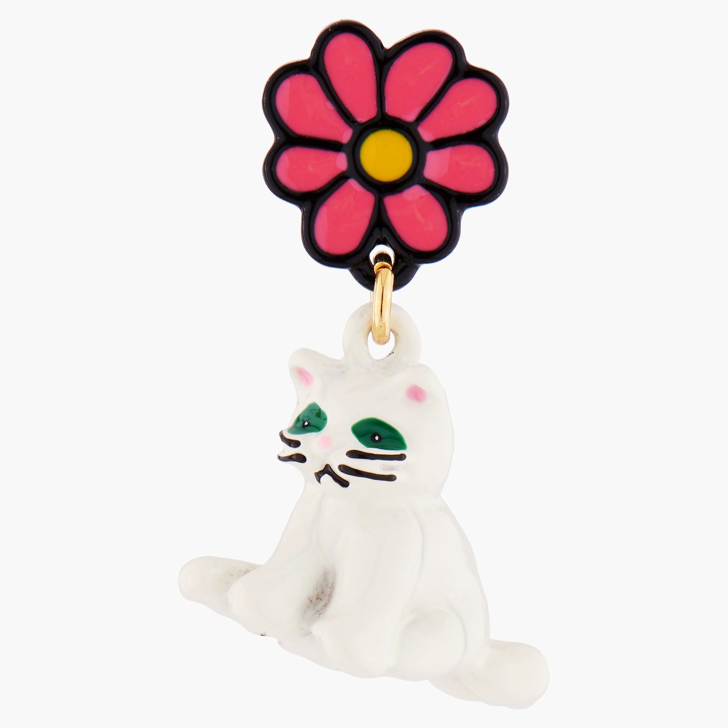 White Cat And Daisy Earrings