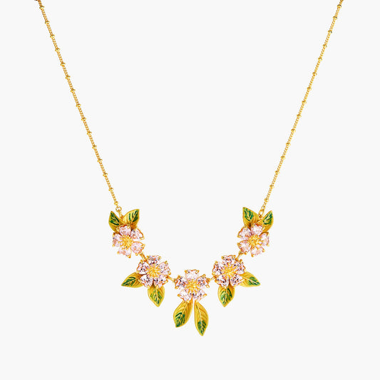 Foliage And Heart Flower Petals Statement Necklace | ANHA3061