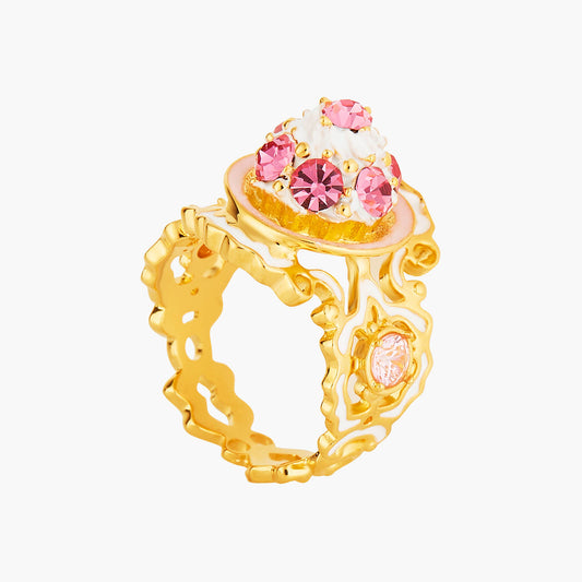 Pink Crystals And Saint Honore Cocktail Rings | ANIP6021