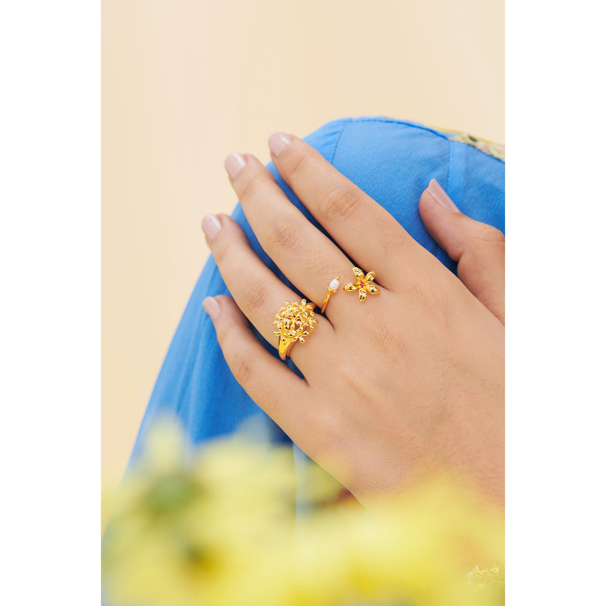 Star Jasmine Bunch Cocktail Rings | ANJA6031