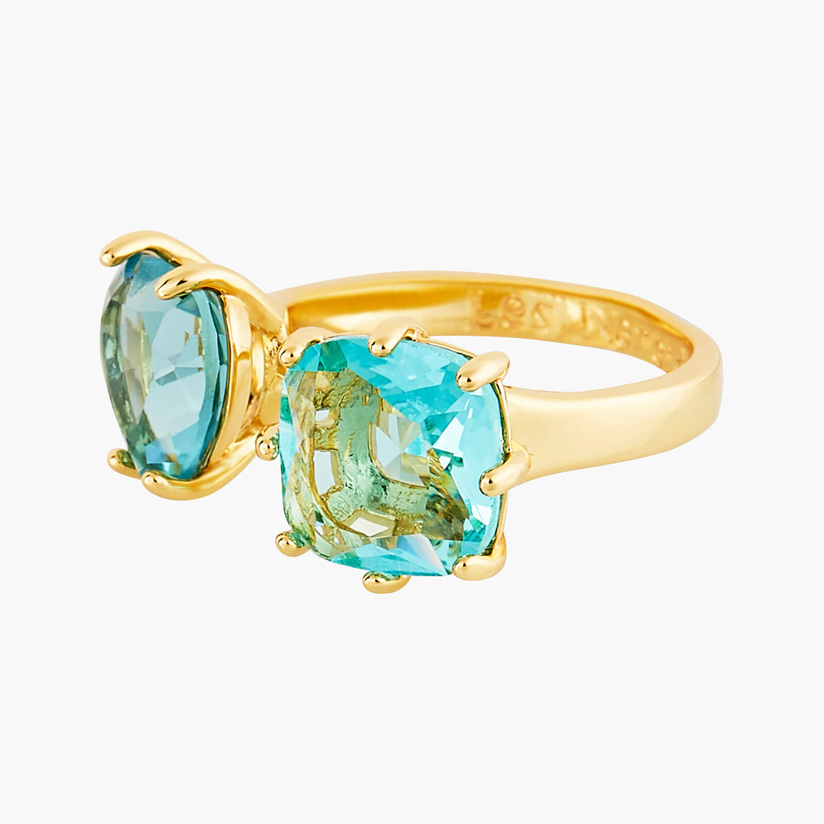 La Diamantine Acqua Azzurra You And Me Heart And Square Stone Rings | ANLD6181