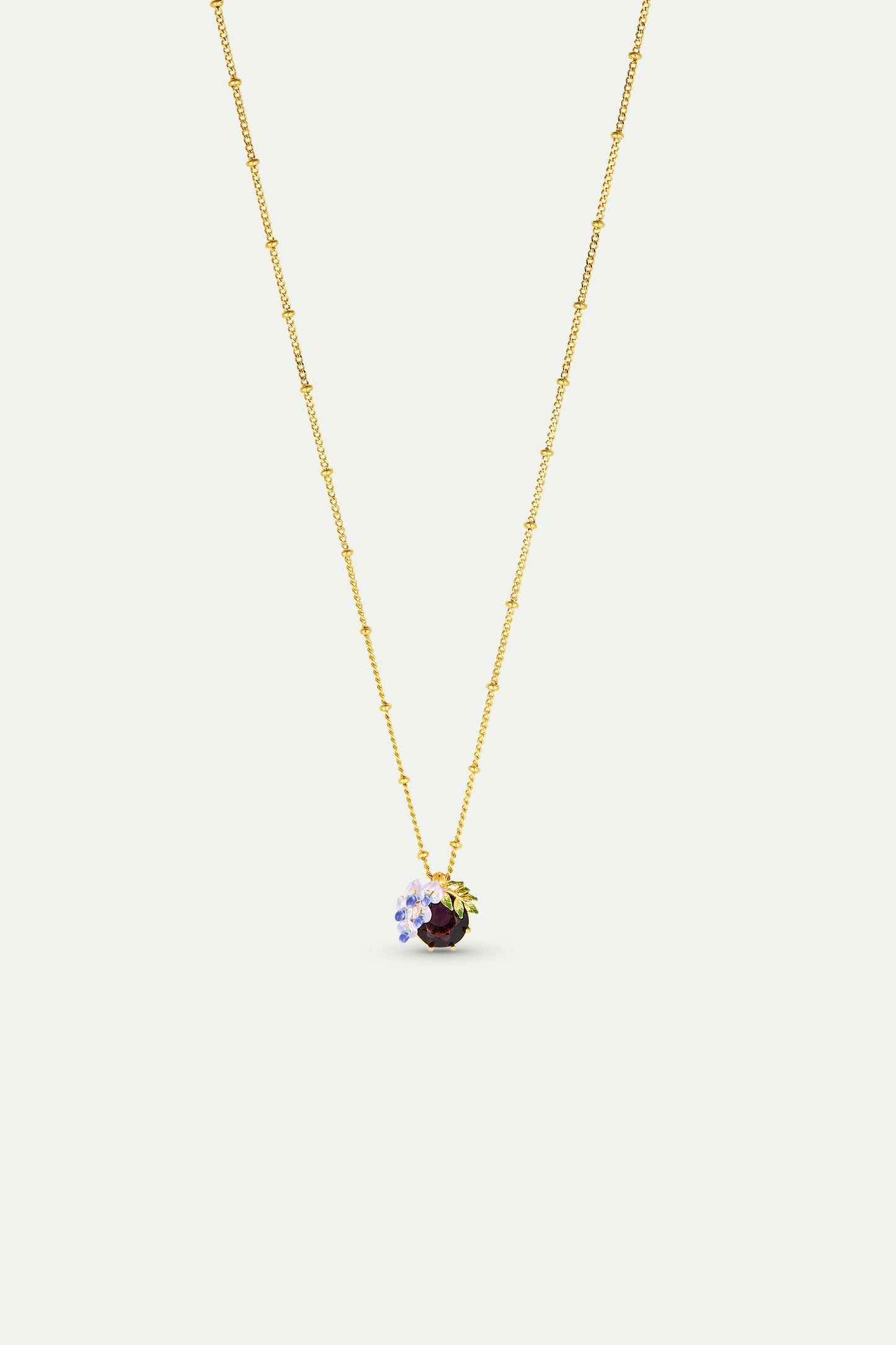 Small Wisteria And Faceted Crystal Pendant Necklace | ANOF3021
